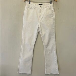 Ann Taylor white frayed hem bootcut cropped jeans Size 4 EUC
